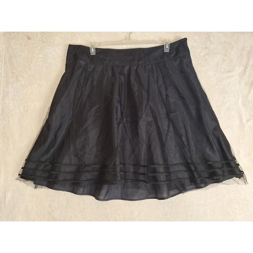 Y2K Midnight Velvet Skirt Slip Womens 20W Layered Fairy Whimsigoth Tulle Black
